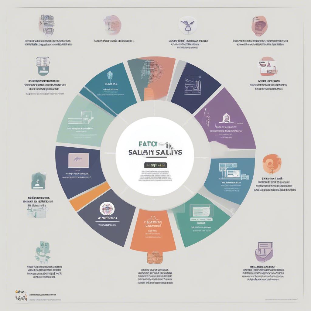 Các yếu tố ảnh hưởng đến mức lương IT: Hình ảnh infographic minh họa các yếu tố ảnh hưởng đến mức lương IT, bao gồm kỹ năng, kinh nghiệm, học vấn, và kỹ năng mềm.