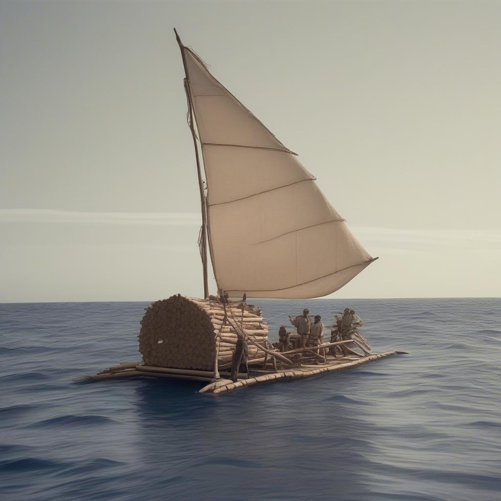 Bè gỗ Balsa Kon-Tiki trên biển