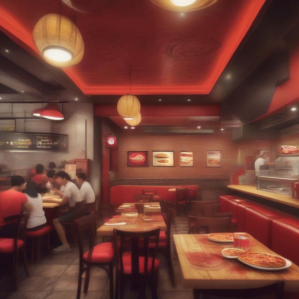 Không gian ấm cúng tại Pizza Hut Nguyễn Duy Trinh