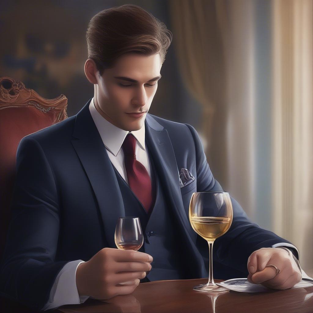 A refined gentleman enjoying a glass of wine.